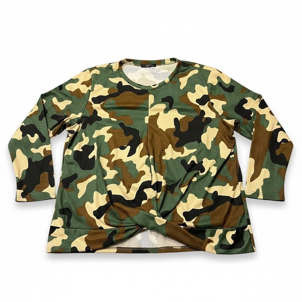 RDI Women's‎ Camouflage Twist Front Long Sleeve Top Size 1X Made in USA